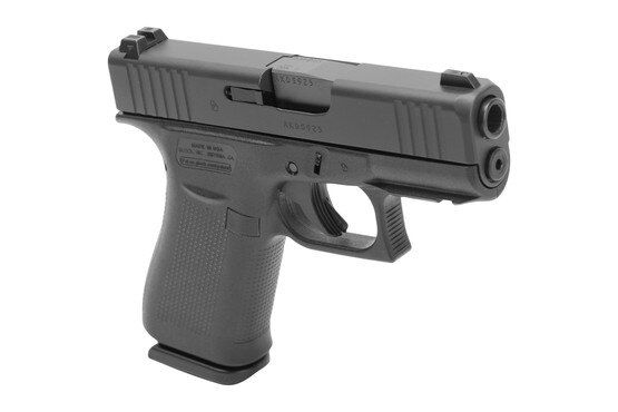 Slimline 9mm pistol for concealed carry, black.